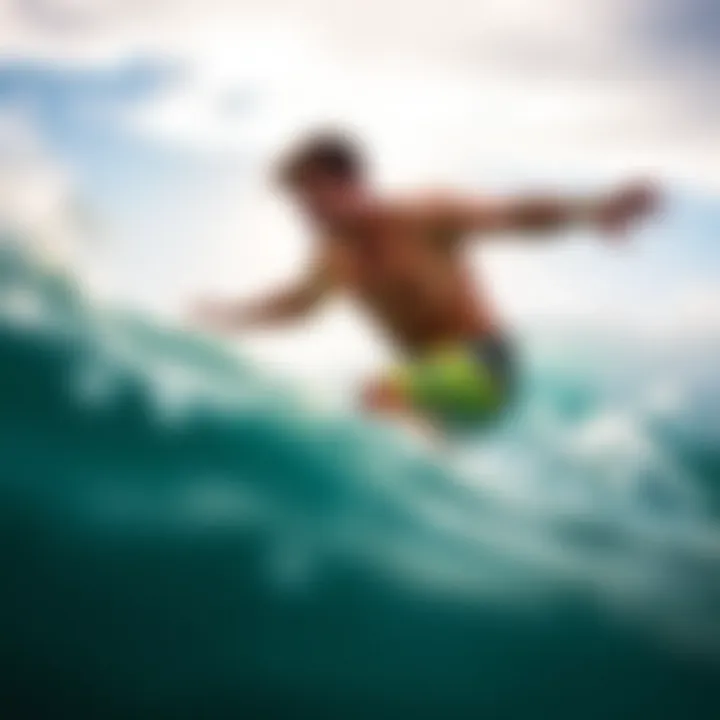 Quiksilver Union Shorts in Action Athlete wearing Quiksilver Union shorts engaged in a water sport activity.