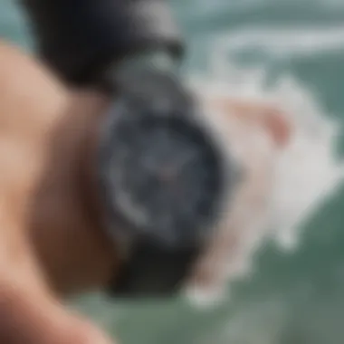 Rip Curl ATS watch worn during an action-packed watersport activity