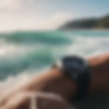 The Rip Curl ATS watch displayed against a vibrant ocean backdrop