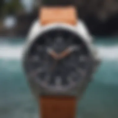 Close-up of the Rip Curl ATS watch showcasing its technical features