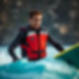 Rip Curl heated vest showcased in a water sports setting