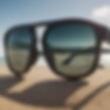 Advanced Lens Technology of Rip Curl Sunglasses Close-up of Rip Curl sunglasses highlighting advanced lens technology