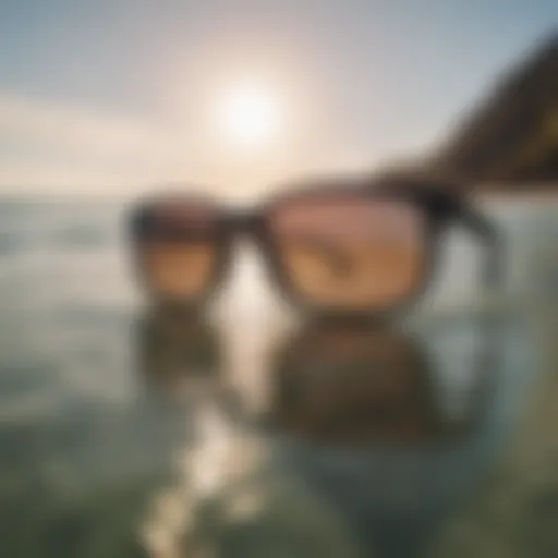 Stylish Rip Curl sunglasses showcased against a vibrant ocean backdrop