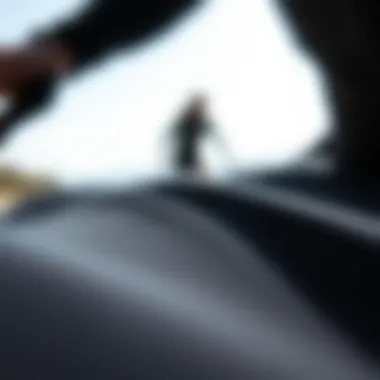 Close-up of RVCA wetsuit material showcasing flexibility