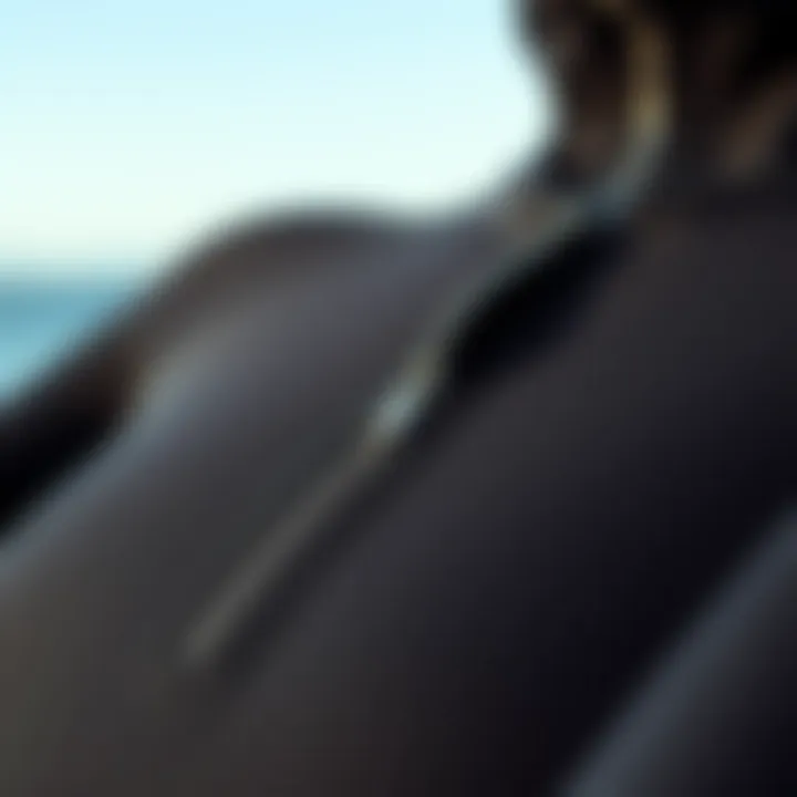 Detailed view of RVCA wetsuit zipper technology