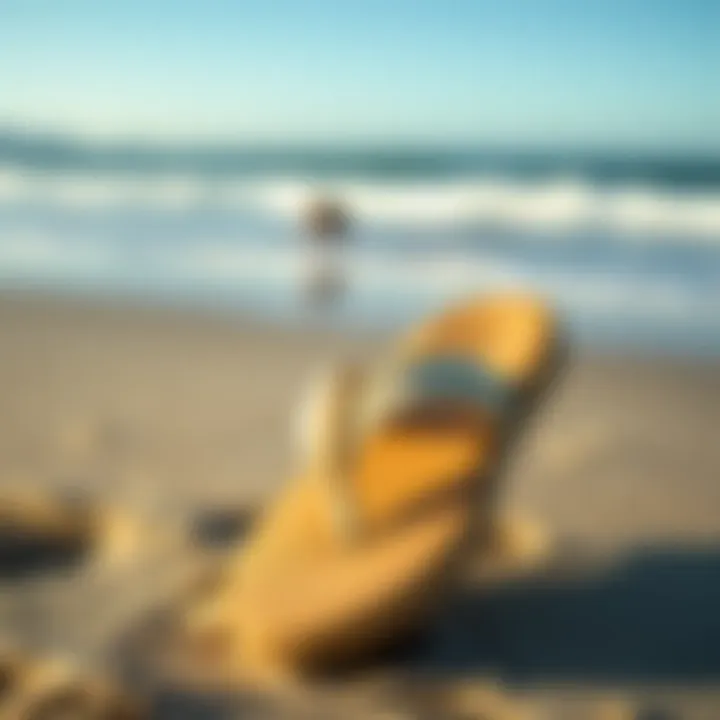 Sanuk Sandy Flip Flops on the Shore Stylish Sanuk Sandy flip flops on a sandy beach