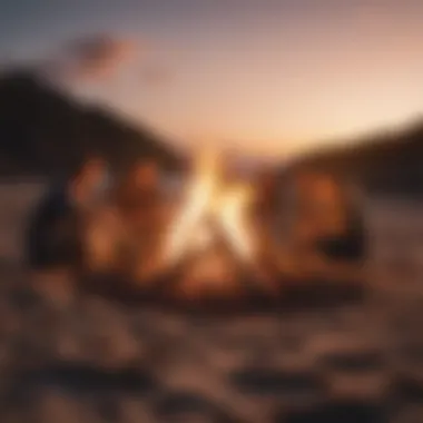 Group of friends enjoying a beach bonfire