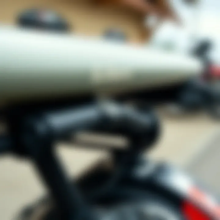 Materials Used in Scooter Surfboard Racks Close-up view of high-quality materials used in scooter surfboard racks emphasizing durability