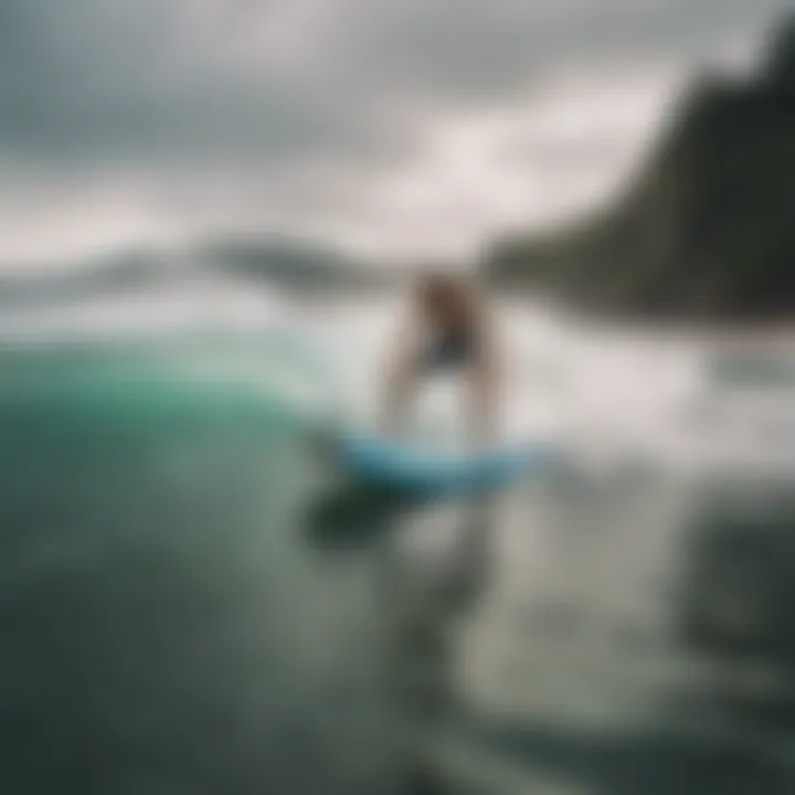 A surfer enjoying a wave on a well-designed boogie board.