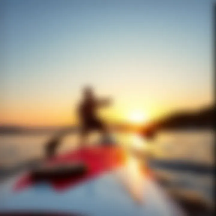 Enhancing the Paddleboarding Experience A paddle boarder enjoying a scenic sunset view