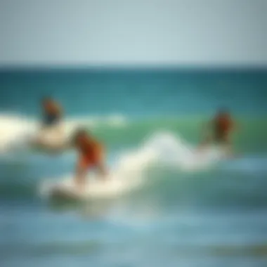 Techniques in Action Skimboarders showcasing various techniques on water