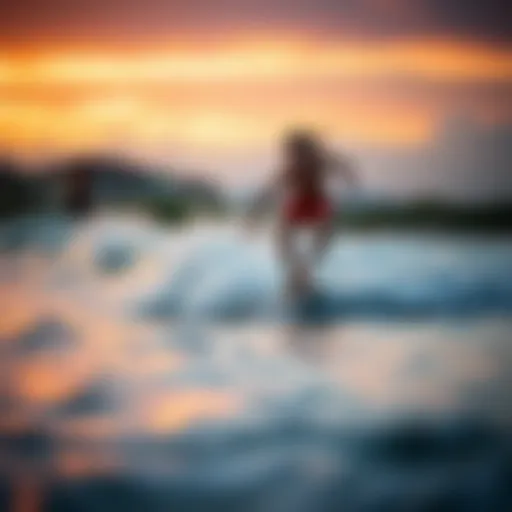 Skimboarding at Dusk An exhilarating skimboarding experience at sunset