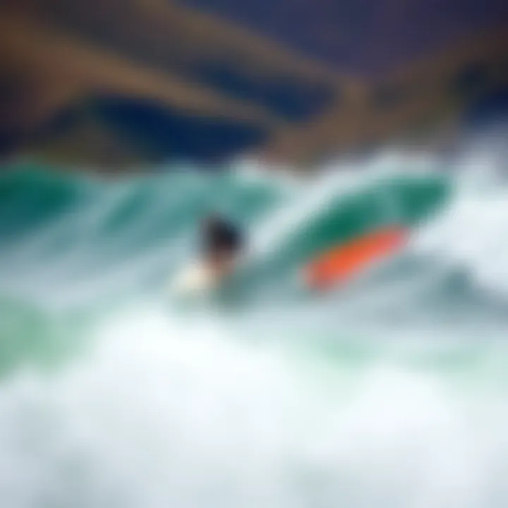 Surfers riding the waves at a popular Snowdonia surf spot.