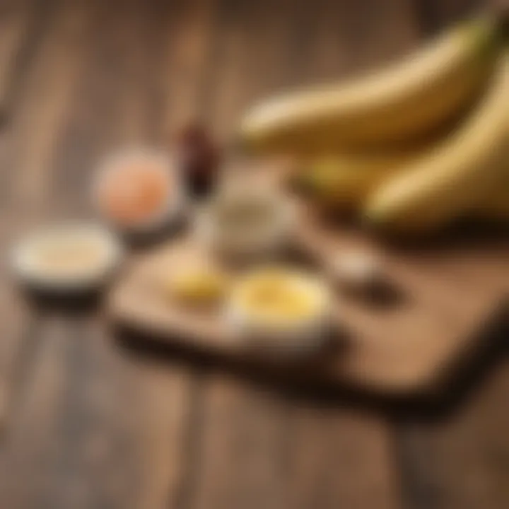 Natural ingredients of Sun Bum Banana Lip Balm displayed on a wooden surface