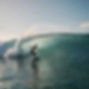 Instructor demonstrating surfing techniques in the ocean