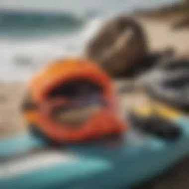 Close-up of safety equipment for surfing