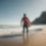 Surf instructor guiding students on the beach