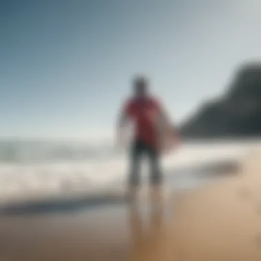 Surf instructor guiding students on the beach