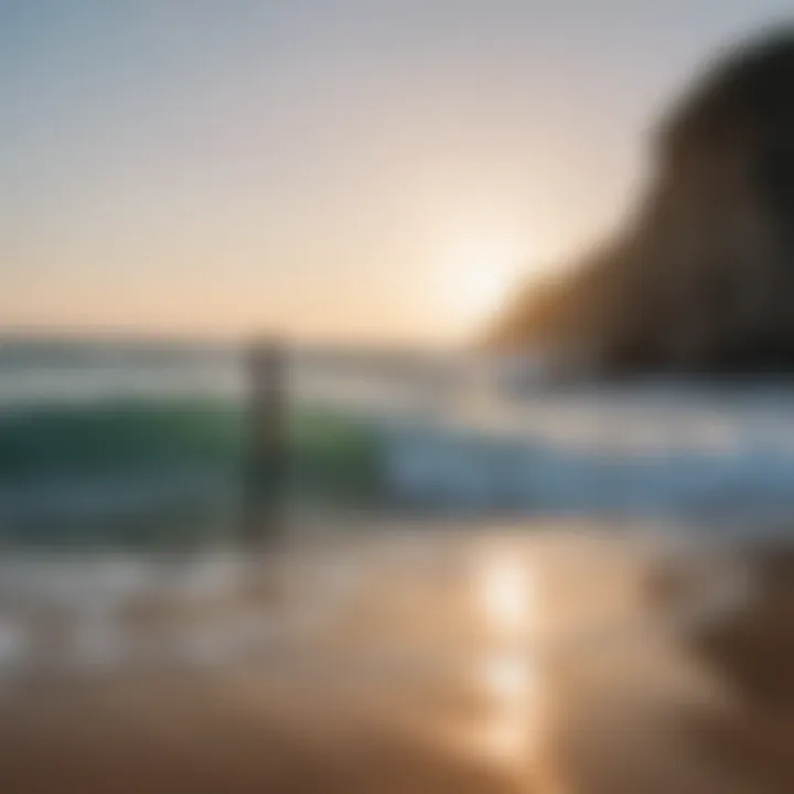 A tranquil beach scene with waves and meditative atmosphere