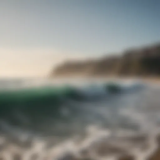 Stunning coastline of Porto with surfers catching waves