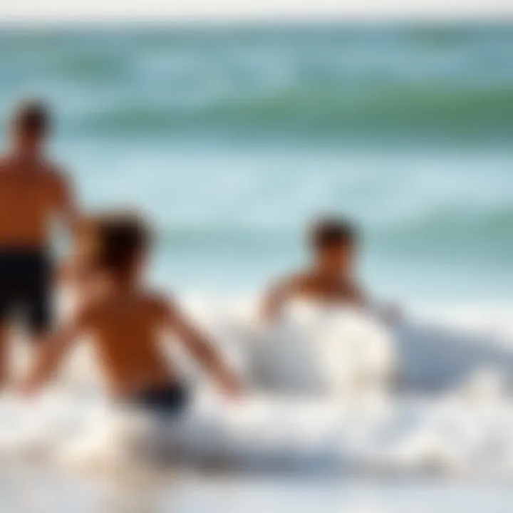 Kids Playing in the Waves Children playing in the waves while their parents watch