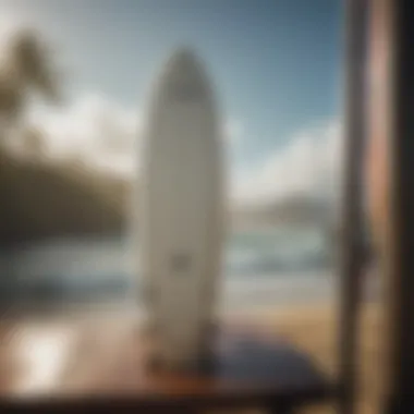 Practical Surfboard Displays that Facilitate Care and Upkeep Functional surfboard display with maintenance tools nearby