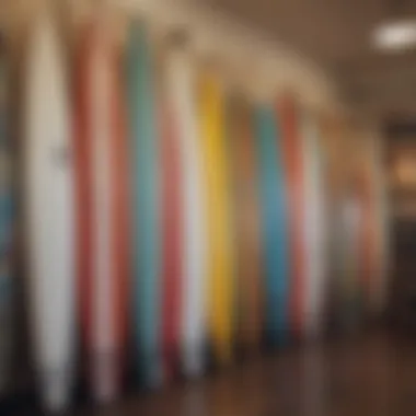 An array of surfboards displayed prominently inside Jack's Surf Shop