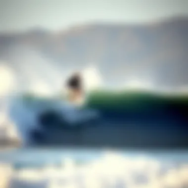Surfing the Waves in San Diego Surfer riding a wave at a popular San Diego surf spot