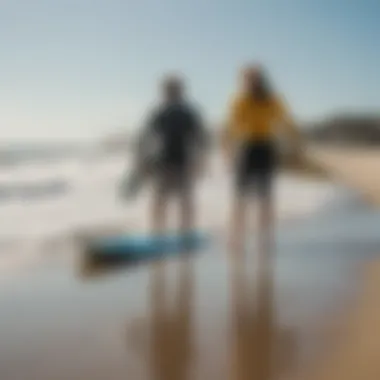 Instructor guiding students on the beach