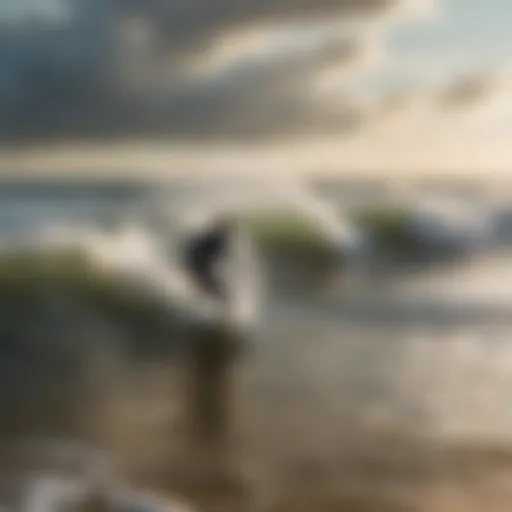 Surfer catching a wave at the Outer Banks