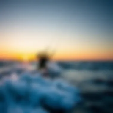 Kiter navigating waves at sunset