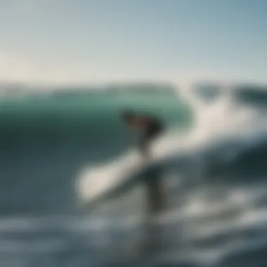 Surfer demonstrating perfect balance on the board amidst waves