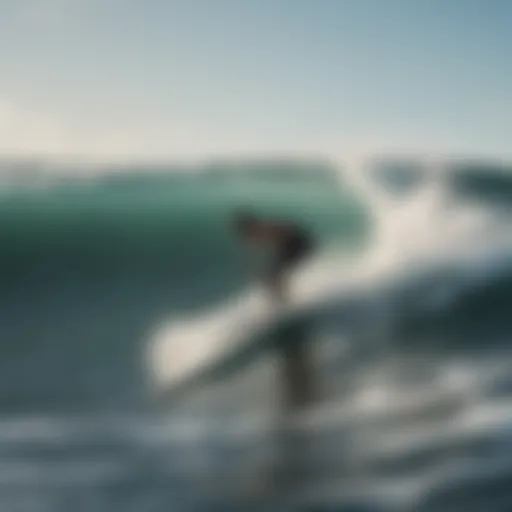 Surfer demonstrating perfect balance on the board amidst waves