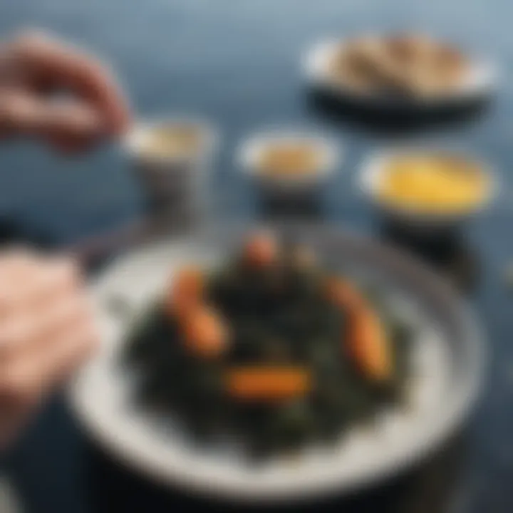 Watersport enthusiast enjoying a healthy meal with roasted seaweed