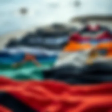 Diverse Styles of Board Shorts Different styles of board shorts laid out