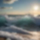 A close-up view of ocean waves with salt crystals glistening under the sun