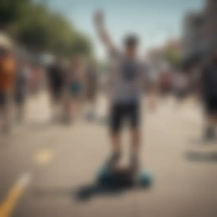 Community gathering celebrating longboarding culture.