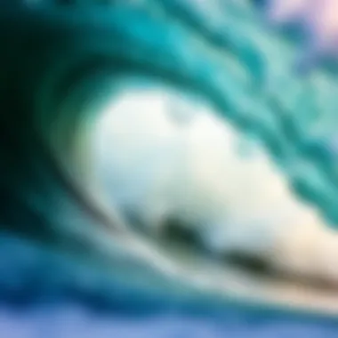 Intricate Details of the Wave A close-up of the intricate lines and colors in the wave