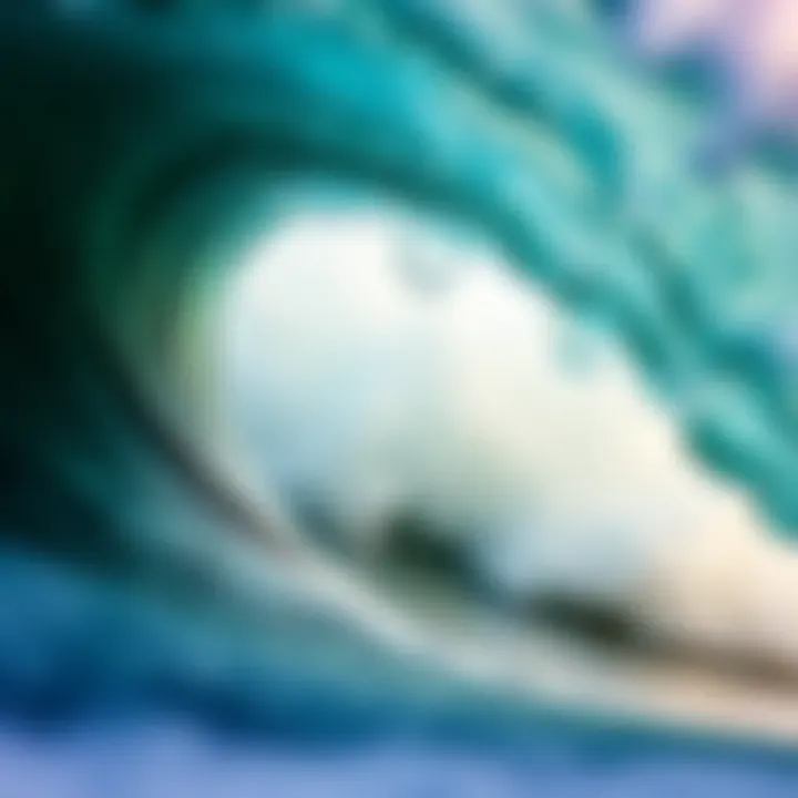 Intricate Details of the Wave A close-up of the intricate lines and colors in the wave