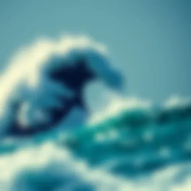 An artistic interpretation of The Great Wave's influence on modern graphic design and culture