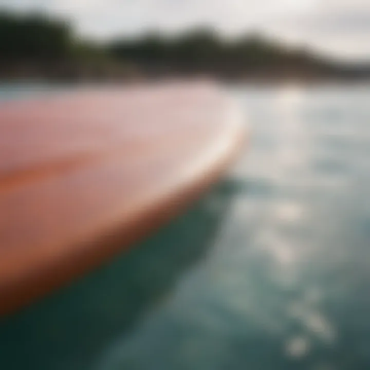 Close-up of paddle board materials and construction