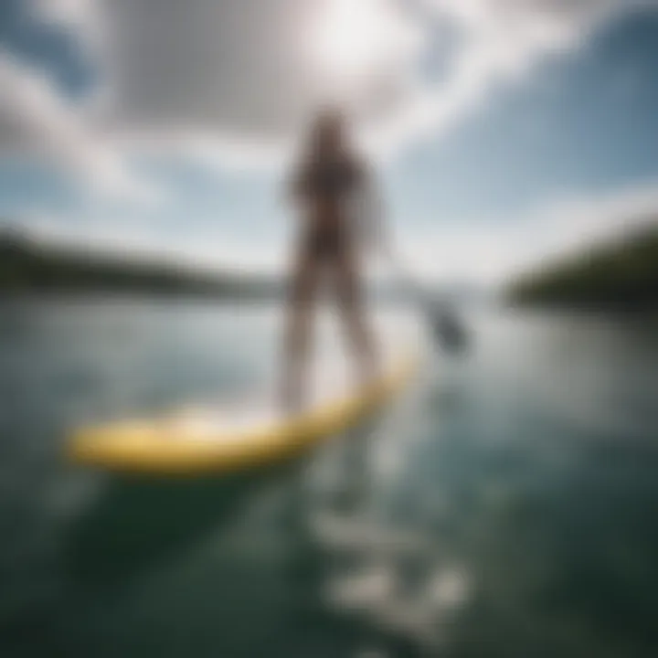 Paddle board being used in various water conditions