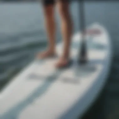 Detailed Examination of Tidal King Paddle Board Design Close-up of Tidal King paddle board design features