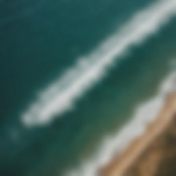 Aerial view of Todos Santos coastline with surfers