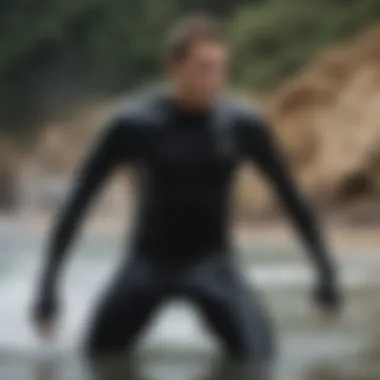 Wetsuit Performance in Action Athlete in action wearing a high-performance wetsuit