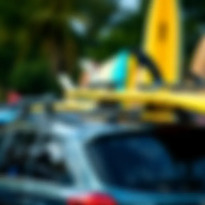 Variety of Surfboard Car Racks Different types of surfboard car racks displayed