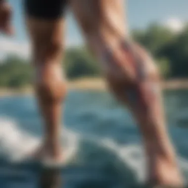 Anatomy of Calf Muscles in Watersports Illustration showcasing the anatomy of the calf muscle during aquatic activities