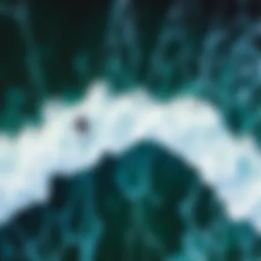 Aerial View of Backwash Patterns Aerial view of waves crashing with backwash patterns