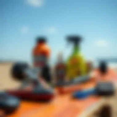 Maintenance tips for longboard decks visually represented with tools and products