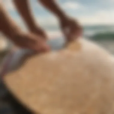 Close-up of a premium skimboard highlighting its advanced materials and craftsmanship.